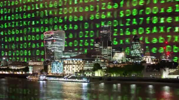 Amazing London City Skyline Timelapse Data Computer Programming Information Mapped — Stock Video