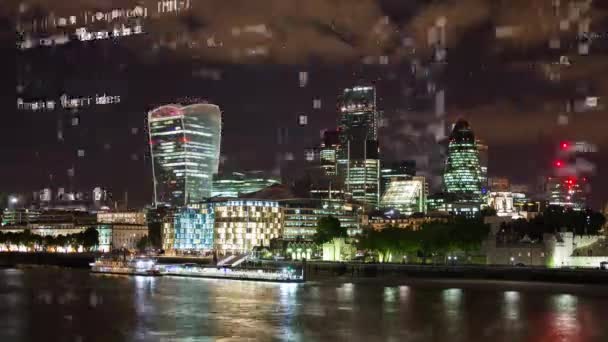 Şaşırtıcı Londra Şehir Manzarası Timelapse Veri Bilgi Bina Cephe Eşlenen — Stok video