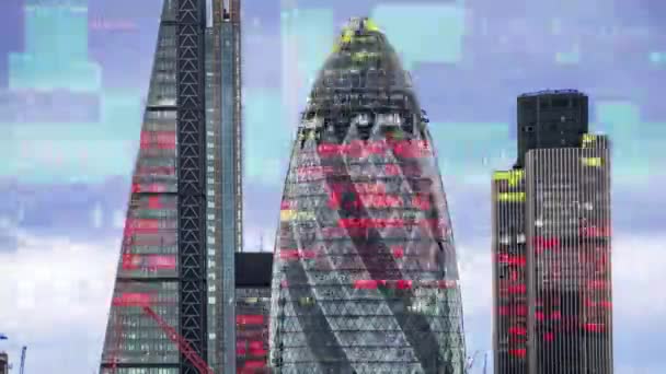 Дивовижний Лондонський Горизонт Даними Інформацією Про Комп Ютерне Програмування Відображеною — стокове відео