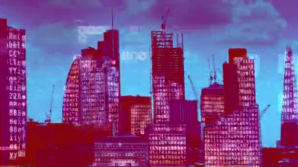 Incrível Cidade Londres Skyline Timelapse Com Dados Informações Programação Computador — Vídeo de Stock