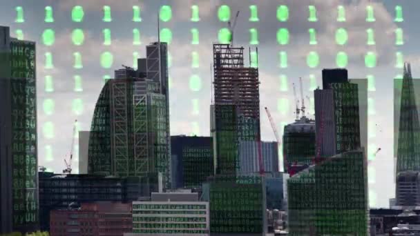 Incrível Cidade Londres Skyline Timelapse Com Dados Informações Programação Computador — Vídeo de Stock