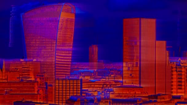 Amazing London City Timelapse Building Distorted Television Glitch Video Static — Stock Video