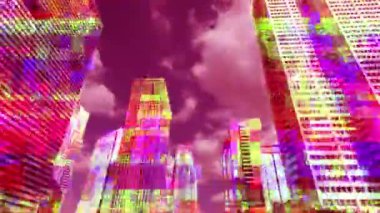 Tokyo şehir timelapse binalar üzerinde video bozulma ile