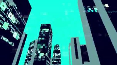 kod ve bilgisayar programlama yapılmış mimarisi. binalar üzerinde tokyo siluetinin temel alan