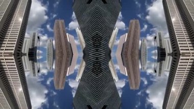 Tokyo, Japonya gökdelenler ile siluettimelapse soyut aynalı desen