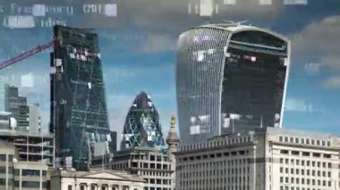 London docklands timelapse veri ve bilgi her bina yüz eşlenen programlama bilgisayar ile