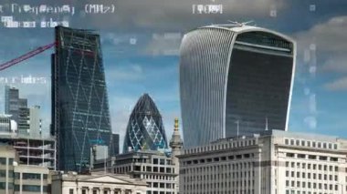 London docklands timelapse veri ve bilgi her bina yüz eşlenen programlama bilgisayar ile
