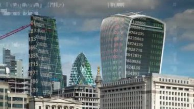 London docklands timelapse veri ve bilgi her bina yüz eşlenen programlama bilgisayar ile