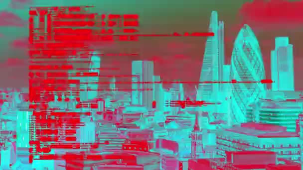 Incrível Cidade Londres Skyline Timelapse Com Dados Informações Programação Computador — Vídeo de Stock