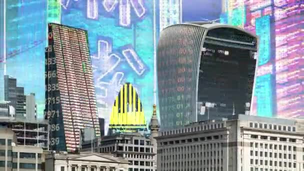Nova Iorque Skyline Cidade Noite Com Arranha Céus Urbanos Paisagem — Vídeo de Stock