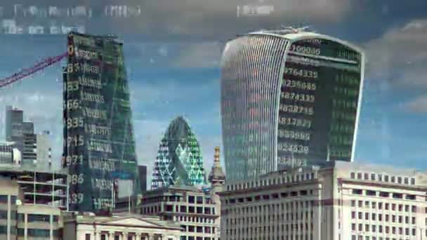 London Docklands Timelapse Con Información Programación Datos Computadoras Mapeada Cada — Vídeos de Stock