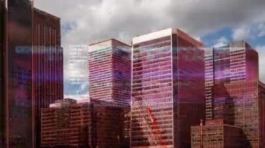 London docklands timelapse veri ve bilgi her bina yüz eşlenen programlama bilgisayar ile