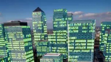 London docklands timelapse veri ve bilgi her bina yüz eşlenen programlama bilgisayar ile