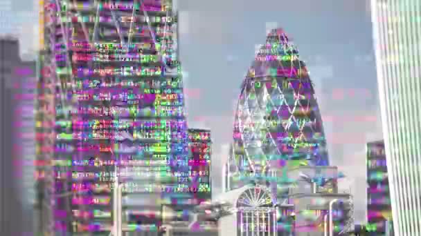 London Docklands Timelapse Financial Data Computer Programming Information Mapped Each — Stock Video