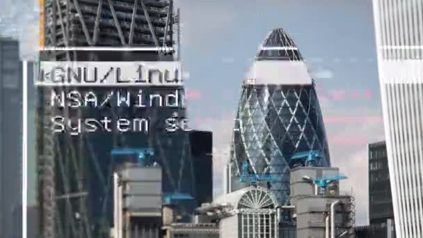 London Docklands Timelapse Con Dati Informazioni Programmazione Del Computer Mappate — Video Stock