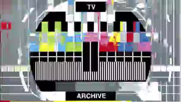 Образцы Телевизионных Тестов Цветовые Полосы Помехами Искажениями — стоковое видео