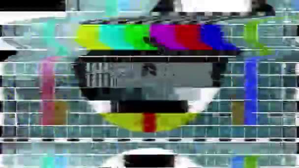 Patrones Prueba Televisión Barras Color Con Interferencia Distorsión Fallos — Vídeos de Stock