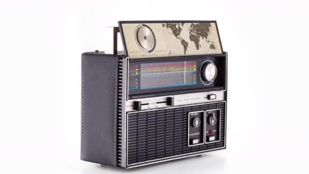 Vintage Hifi Ghettoblaster Radio Snurrar Runt — Stockvideo