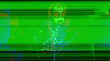 Gaz maskeli seksi kadın dansçı.