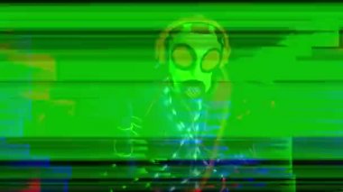 Gaz maskeli seksi kadın dansçı.