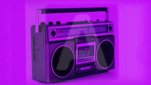 Vintage Hifi Ghettoblaster Radio Spinning — стоковое видео