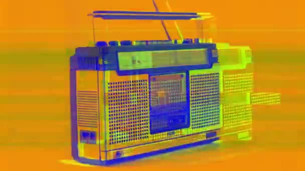 Radio Ghettoblaster Vintage Che Gira — Video Stock