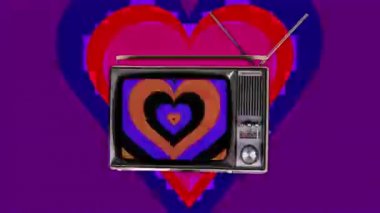 televizyon ekranında bir pompa kalp desenli uzayda döndürme