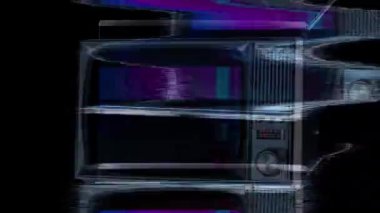 kesme retro televizyon ekranında bozulma ile uzayda dönüm