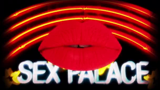 Sequence Footage Female Beautiful Lips Night Neon Signs — Stock Video