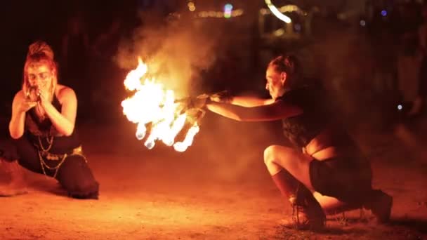 Barcellona Spagna Giugno 2018 Spettacolo Antincendio Una Foresta Spagna — Video Stock