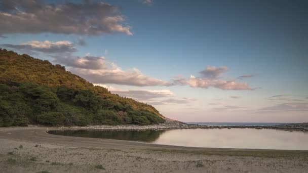 Strand Tenger Montenegrói Naplemente Gáztalanító — Stock videók