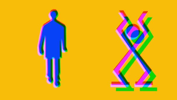 男性と男性の看板の異なるグラフィック イメージから作られたシーケンス — ストック動画