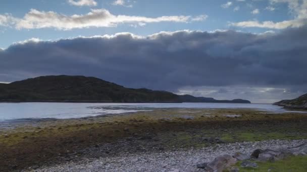 Time Lapse Bij Zonsondergang Van Een Mooie Hooglanden Landschapsmening Uitzicht — Stockvideo