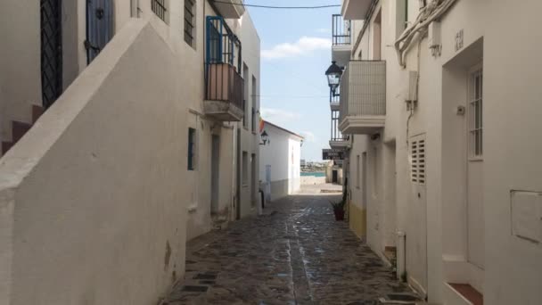 Walking Narrow Street Ibiza Old Town — Stock Video