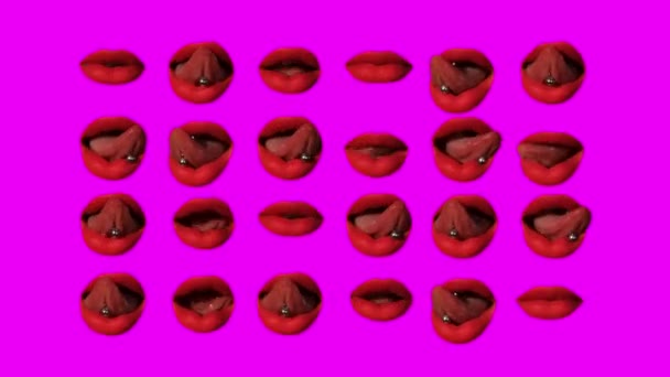 Diferentes Imágenes Mujer Hermosos Labios Rojos — Vídeo de stock