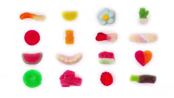 改变糖果和糖果的顺序 采摘和混合 — 图库视频影像