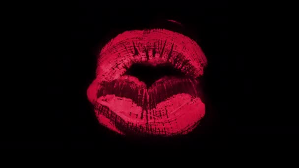 Close Footage Sexy Female Lips Pink Lipstick Moving Kissing — Αρχείο Βίντεο