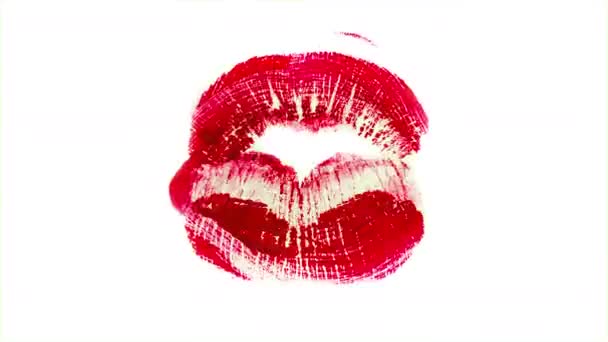 近くの別の画像のシーケンス梨花君完全赤い口紅のマークで作られた紙 — ストック動画