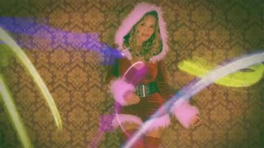 Noel Baba kostüm dans güzel kadın 