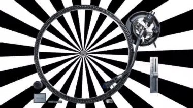 Vinil plak çalar hipnotik desenli