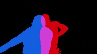 çağdaş bir tarzda usta erkek dansçı. Bu dizi bir gölge dansçı silueti olduğunu