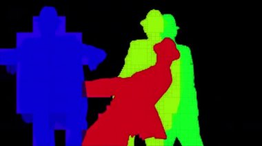 çağdaş bir tarzda usta erkek dansçı. Bu dizi bir gölge dansçı silueti olduğunu