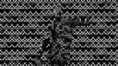 İnsan siluet geometrik arka planda dans