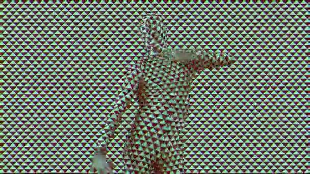 Tanzende Menschliche Silhouette Auf Geometrischem Hintergrund — Stockvideo
