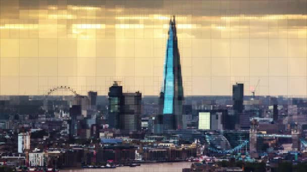 Lapso Tiempo Del Atardecer Los Rascacielos Ciudad Londres Rayos Sol — Vídeos de Stock