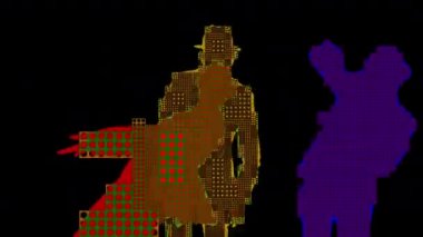 çağdaş bir tarzda usta erkek dansçı. Bu dizi bir gölge dansçı silueti olduğunu