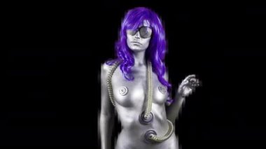 gümüş gövde boya parlak güneş gözlüklü seksi kadın danslar