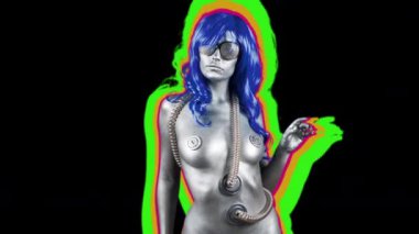 gümüş gövde boya parlak güneş gözlüklü seksi kadın danslar