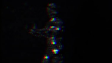 Siyah arka plan üzerine bir disko topu kıyafetli dansçı