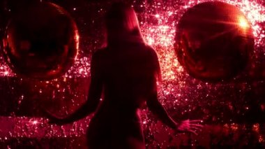 Güzel kadın parlak arka plan üzerinde dans yavaş silüeti